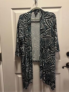 East 5th Black Jacket with Teal & White Leaf Print